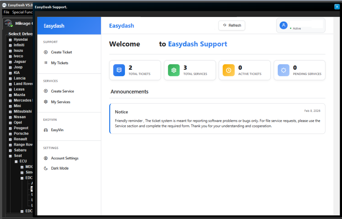 EasyDash Software Interface